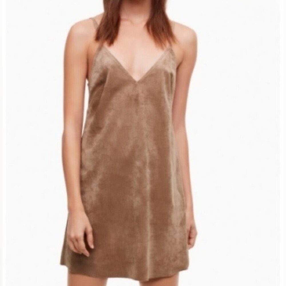 Wilfred Vivienne Camel Faux Suede Mini Dress